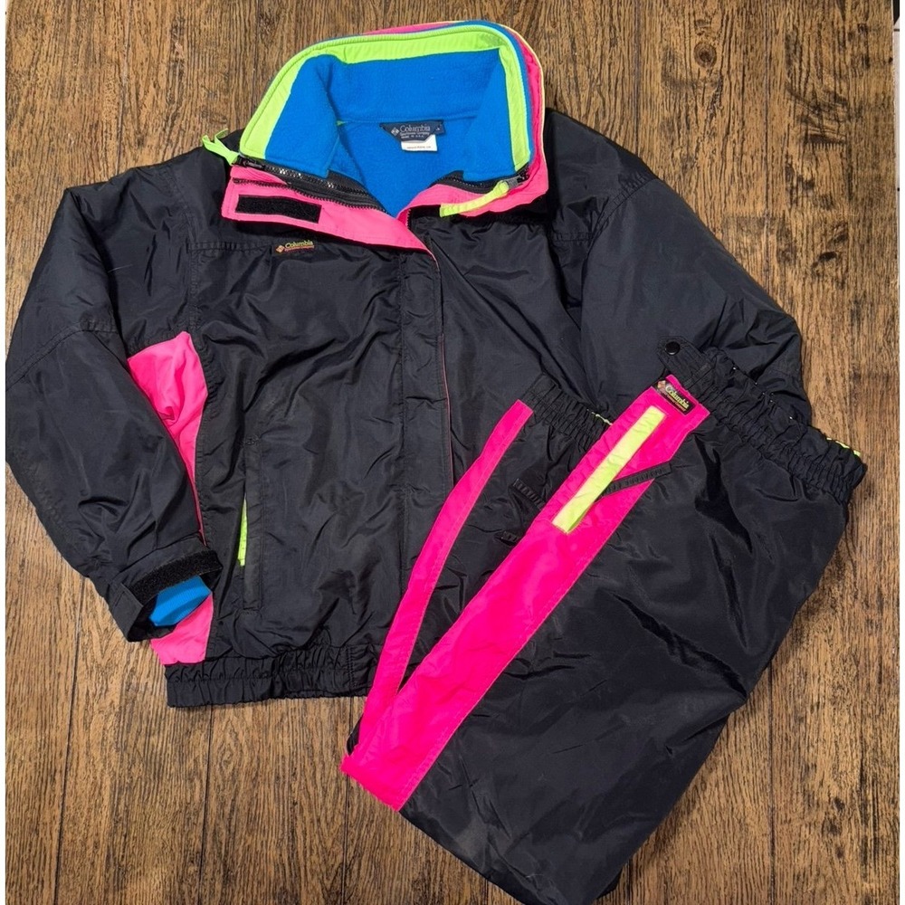 Vintage Columbia Bugaboo Neon Ski Jacket/Pants 3 In 1 Multicolor 90s Womens L/XL